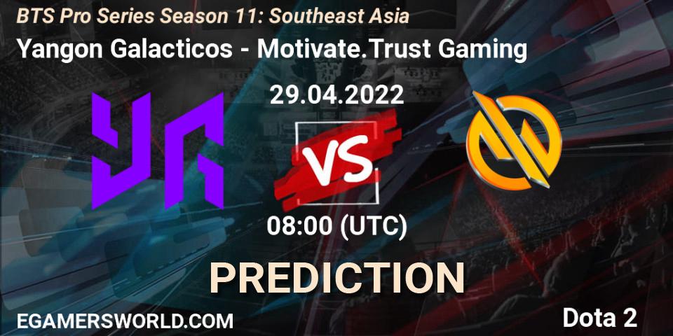 Prognoza Yangon Galacticos - Motivate.Trust Gaming. 29.04.2022 at 08:16, Dota 2, BTS Pro Series Season 11: Southeast Asia