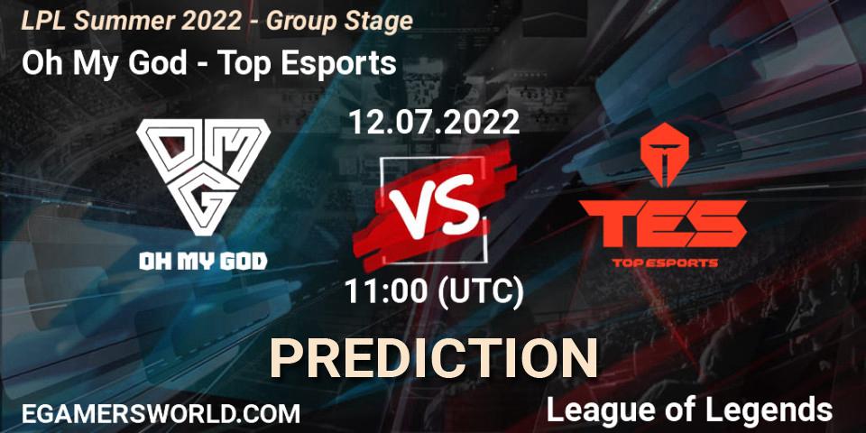 Prognoza Oh My God - Top Esports. 12.07.2022 at 11:45, LoL, LPL Summer 2022 - Group Stage
