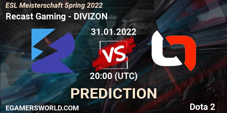 Prognoza Recast Gaming - DIVIZON. 31.01.2022 at 20:15, Dota 2, ESL Meisterschaft Spring 2022