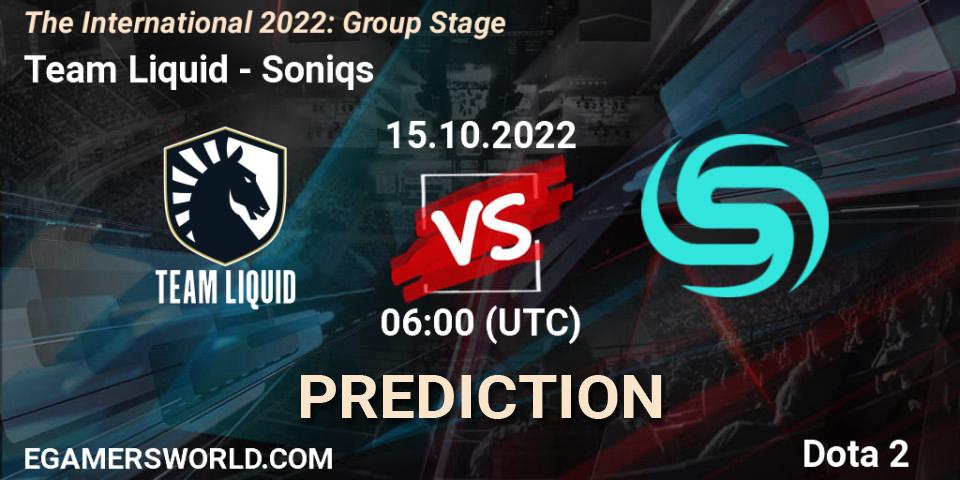 Prognoza Team Liquid - Soniqs. 15.10.2022 at 07:30, Dota 2, The International 2022: Group Stage