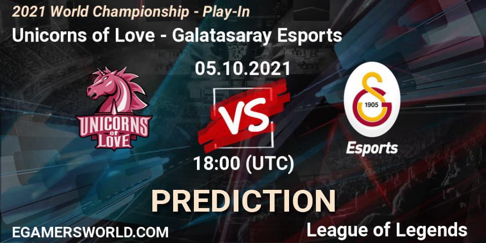 Prognoza Unicorns of Love - Galatasaray Esports. 05.10.21, LoL, 2021 World Championship - Play-In