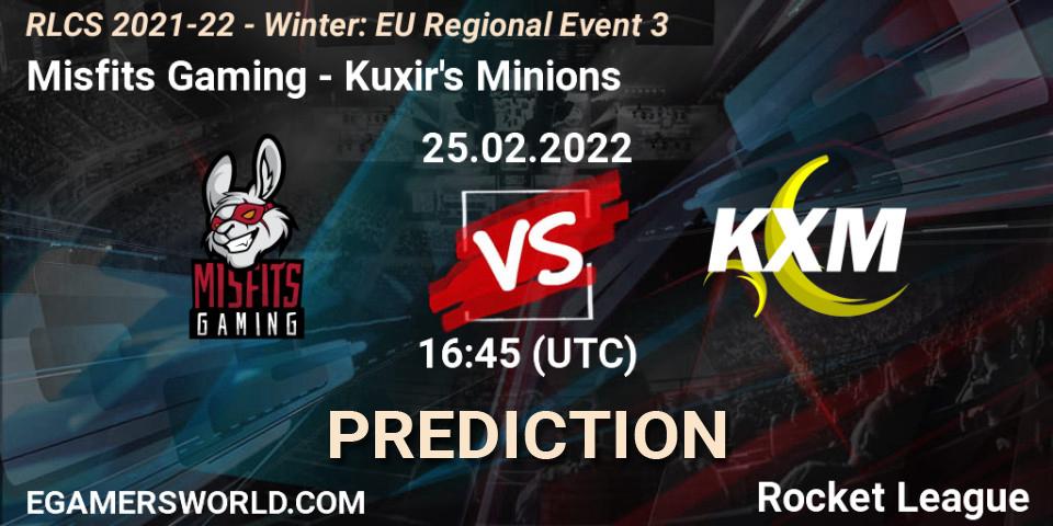 Prognoza Misfits Gaming - Kuxir's Minions. 25.02.2022 at 16:45, Rocket League, RLCS 2021-22 - Winter: EU Regional Event 3