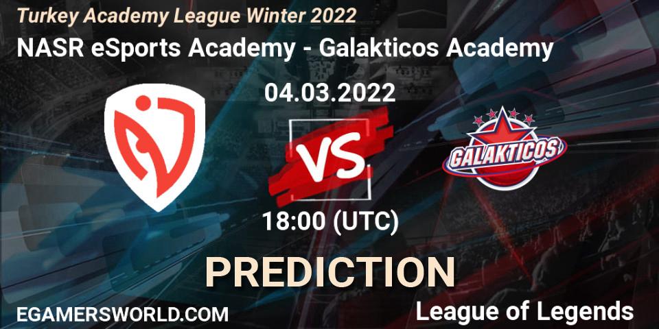 Prognoza NASR eSports Academy - Galakticos Academy. 04.03.2022 at 18:00, LoL, Turkey Academy League Winter 2022