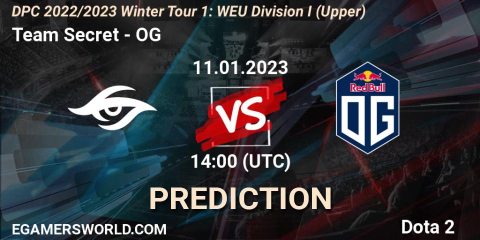 Prognoza Team Secret - OG. 11.01.2023 at 14:01, Dota 2, DPC 2022/2023 Winter Tour 1: WEU Division I (Upper)