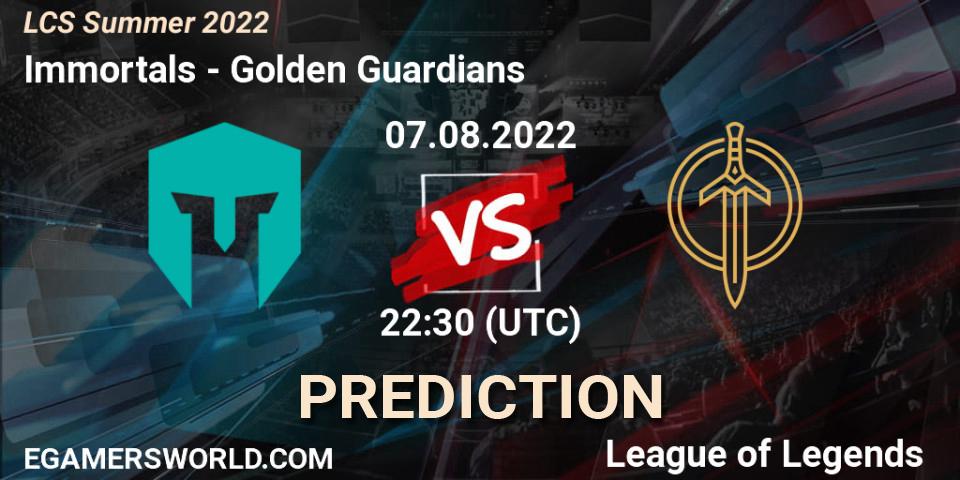 Prognoza Immortals - Golden Guardians. 07.08.2022 at 22:45, LoL, LCS Summer 2022