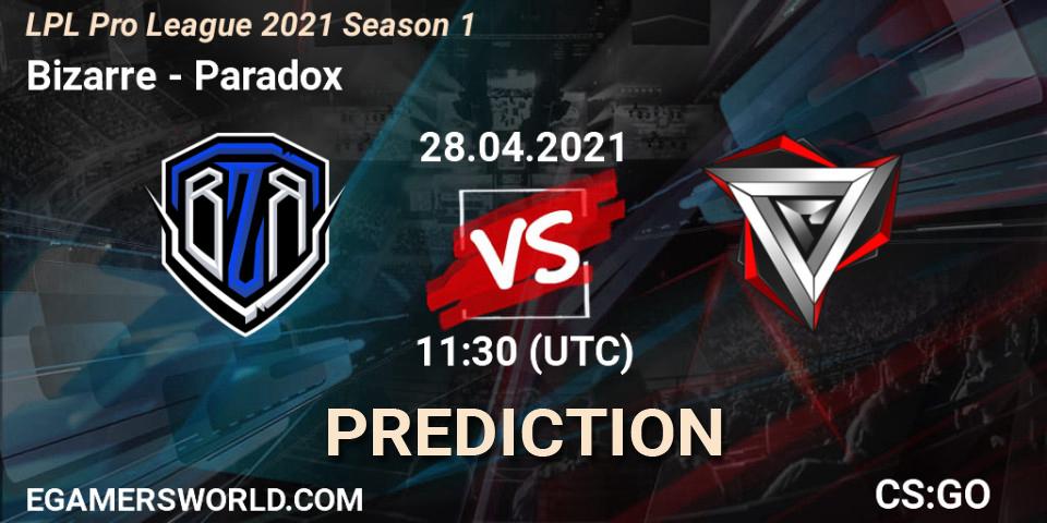 Prognoza Bizarre - Paradox. 28.04.2021 at 12:45, Counter-Strike (CS2), LPL Pro League 2021 Season 1
