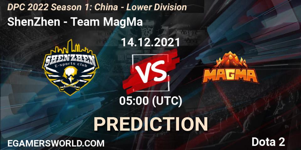 Prognoza ShenZhen - Team MagMa. 14.12.2021 at 04:56, Dota 2, DPC 2022 Season 1: China - Lower Division