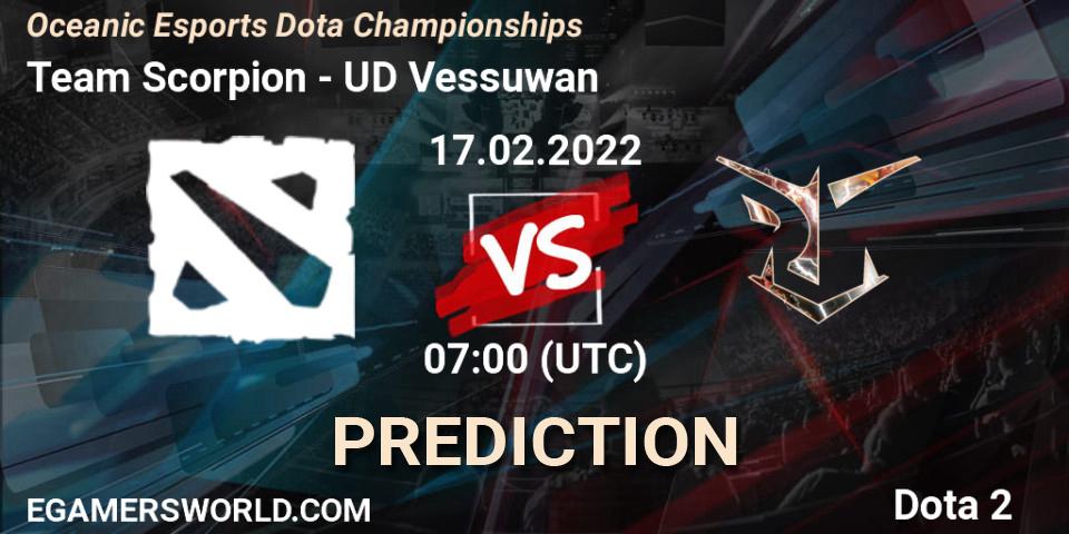 Prognoza Team Scorpion - UD Vessuwan. 17.02.2022 at 07:16, Dota 2, Oceanic Esports Dota Championships