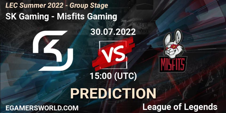 Prognoza SK Gaming - Misfits Gaming. 30.07.22, LoL, LEC Summer 2022 - Group Stage