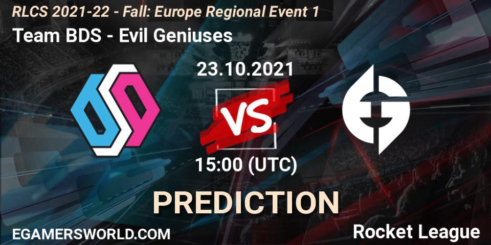 Prognoza Team BDS - Evil Geniuses. 23.10.2021 at 15:00, Rocket League, RLCS 2021-22 - Fall: Europe Regional Event 1