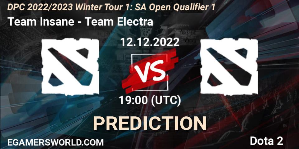 Prognoza Team Insane - Team Electra. 12.12.2022 at 18:30, Dota 2, DPC 2022/2023 Winter Tour 1: SA Open Qualifier 1