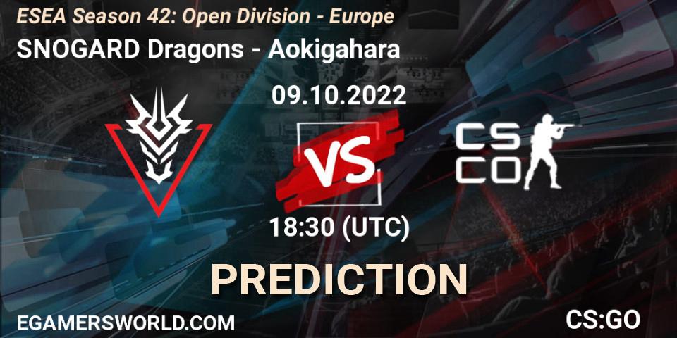 Prognoza SNOGARD Dragons - Aokigahara. 09.10.2022 at 18:30, Counter-Strike (CS2), ESEA Season 42: Open Division - Europe