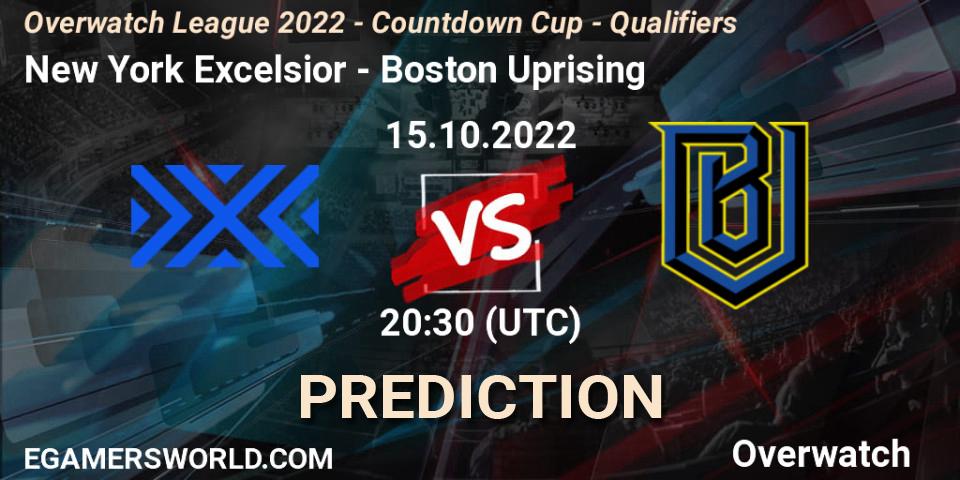 Prognoza New York Excelsior - Boston Uprising. 15.10.2022 at 20:30, Overwatch, Overwatch League 2022 - Countdown Cup - Qualifiers