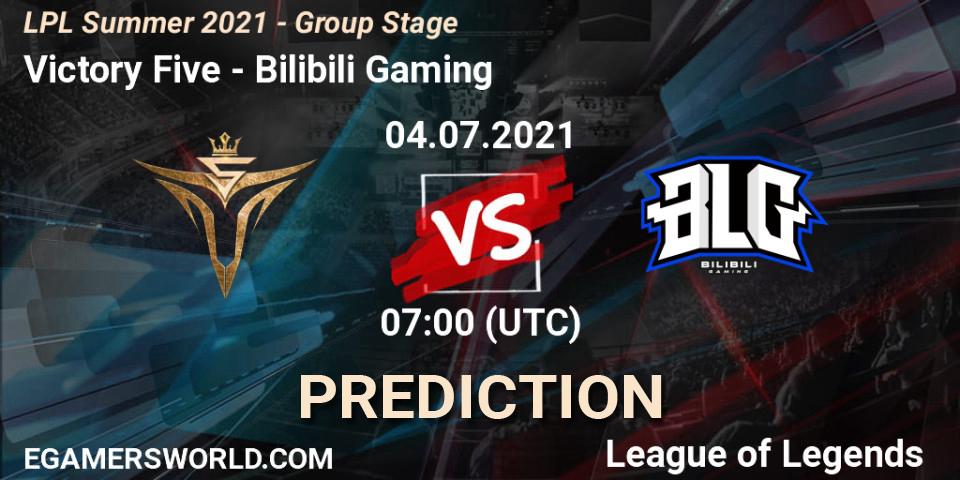 Prognoza Victory Five - Bilibili Gaming. 04.07.2021 at 07:00, LoL, LPL Summer 2021 - Group Stage