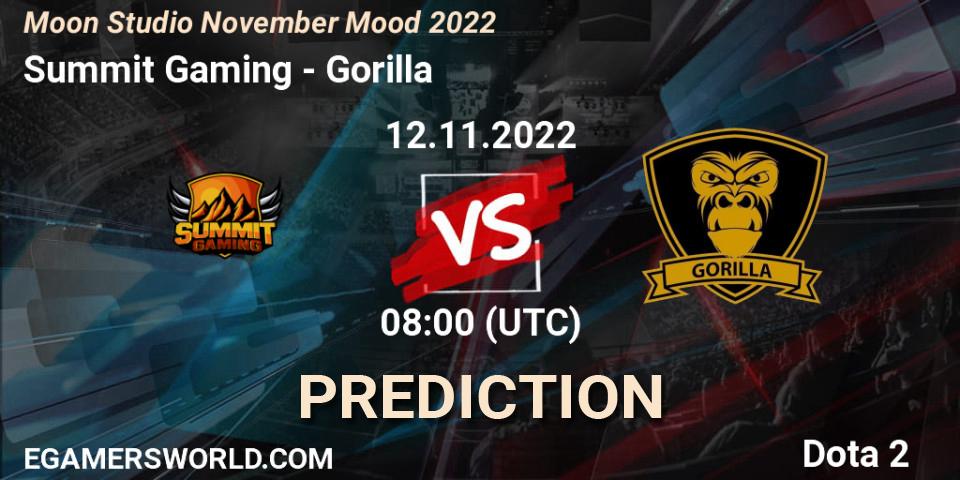 Prognoza Summit Gaming - Gorilla. 12.11.22, Dota 2, Moon Studio November Mood 2022