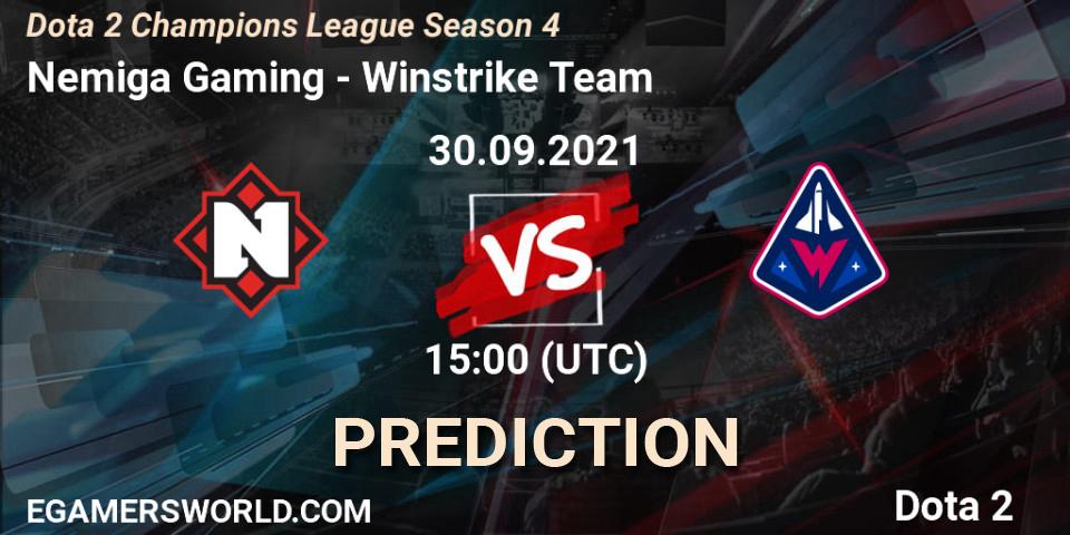 Prognoza Nemiga Gaming - Winstrike Team. 30.09.2021 at 15:00, Dota 2, Dota 2 Champions League Season 4