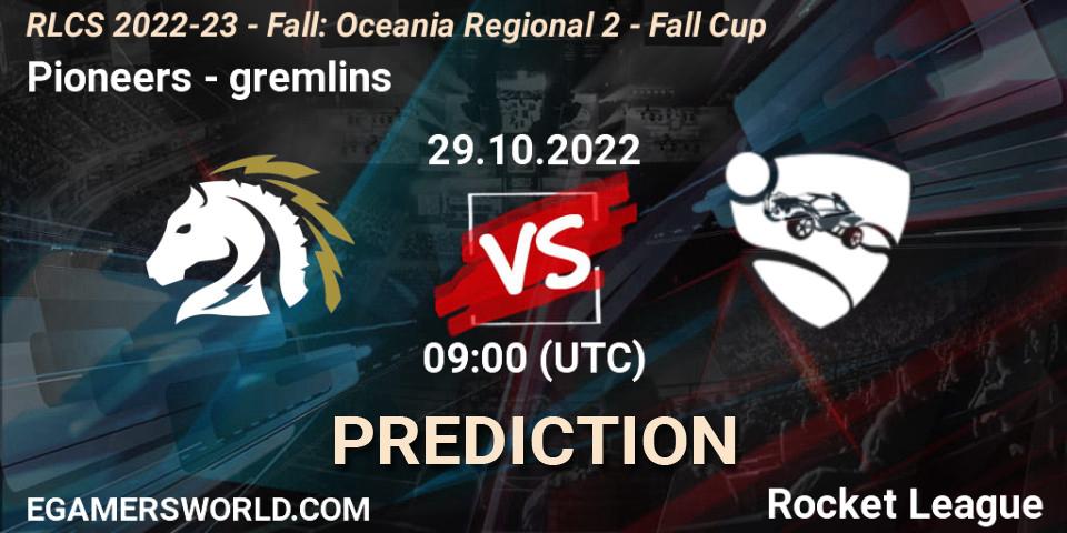 Prognoza Pioneers - gremlins. 29.10.2022 at 09:20, Rocket League, RLCS 2022-23 - Fall: Oceania Regional 2 - Fall Cup