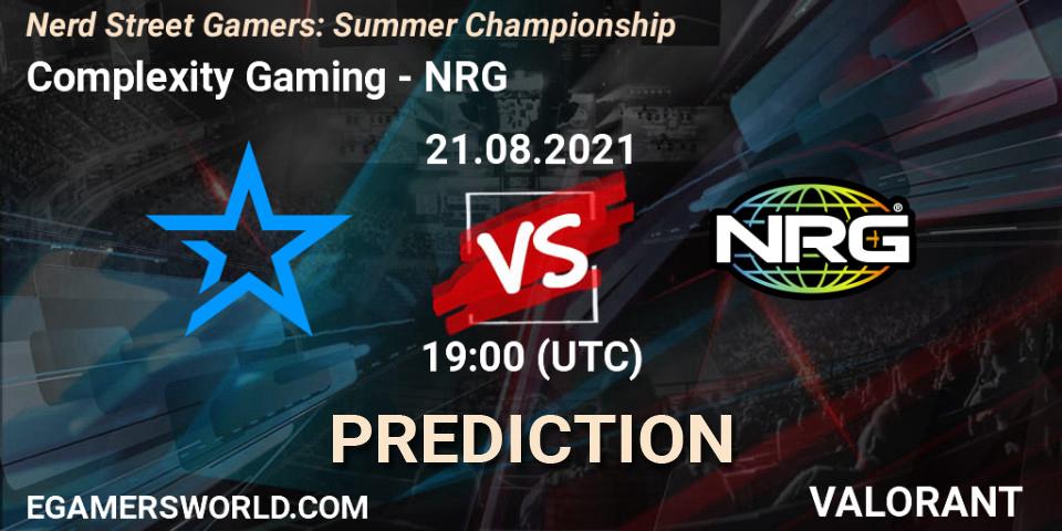Prognoza Complexity Gaming - NRG. 21.08.2021 at 19:00, VALORANT, Nerd Street Gamers: Summer Championship