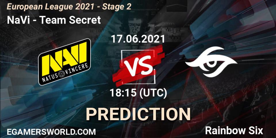 Prognoza NaVi - Team Secret. 17.06.2021 at 17:15, Rainbow Six, European League 2021 - Stage 2
