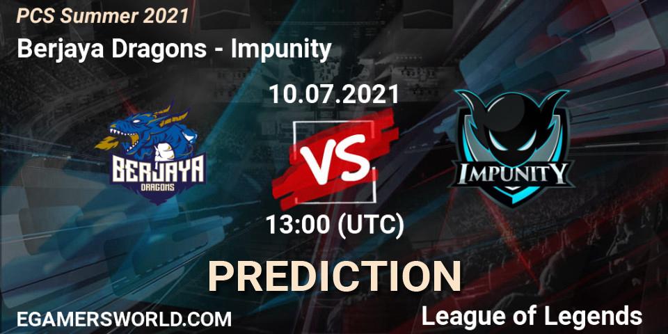 Prognoza Berjaya Dragons - Impunity. 11.07.2021 at 07:30, LoL, PCS Summer 2021