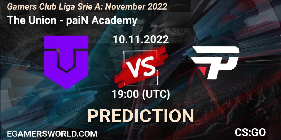 Prognoza The Union - paiN Academy. 10.11.22, CS2 (CS:GO), Gamers Club Liga Série A: November 2022
