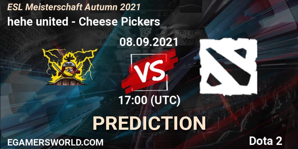Prognoza hehe united - Cheese Pickers. 08.09.2021 at 17:05, Dota 2, ESL Meisterschaft Autumn 2021