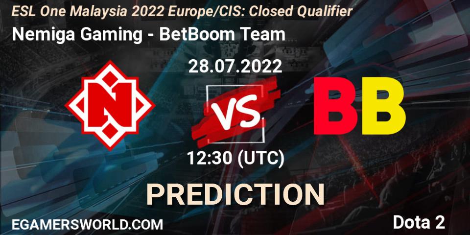 Prognoza Nemiga Gaming - BetBoom Team. 28.07.22, Dota 2, ESL One Malaysia 2022 Europe/CIS: Closed Qualifier