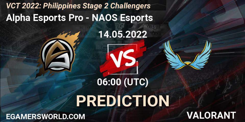 Prognoza Alpha Esports Pro - NAOS Esports. 14.05.2022 at 06:00, VALORANT, VCT 2022: Philippines Stage 2 Challengers