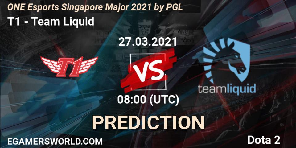 Prognoza T1 - Team Liquid. 27.03.2021 at 09:26, Dota 2, ONE Esports Singapore Major 2021