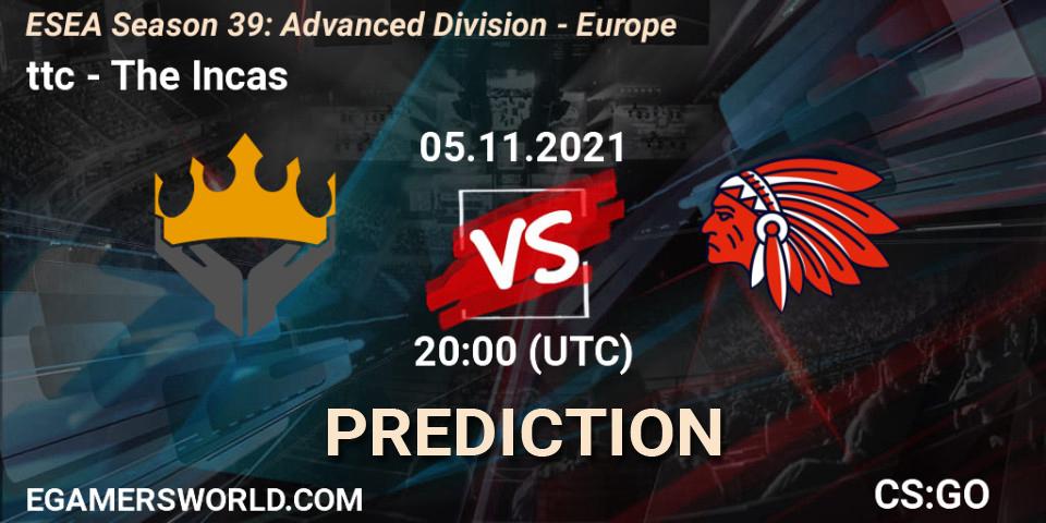 Prognoza ttc - The Incas. 07.11.2021 at 18:00, Counter-Strike (CS2), ESEA Season 39: Advanced Division - Europe