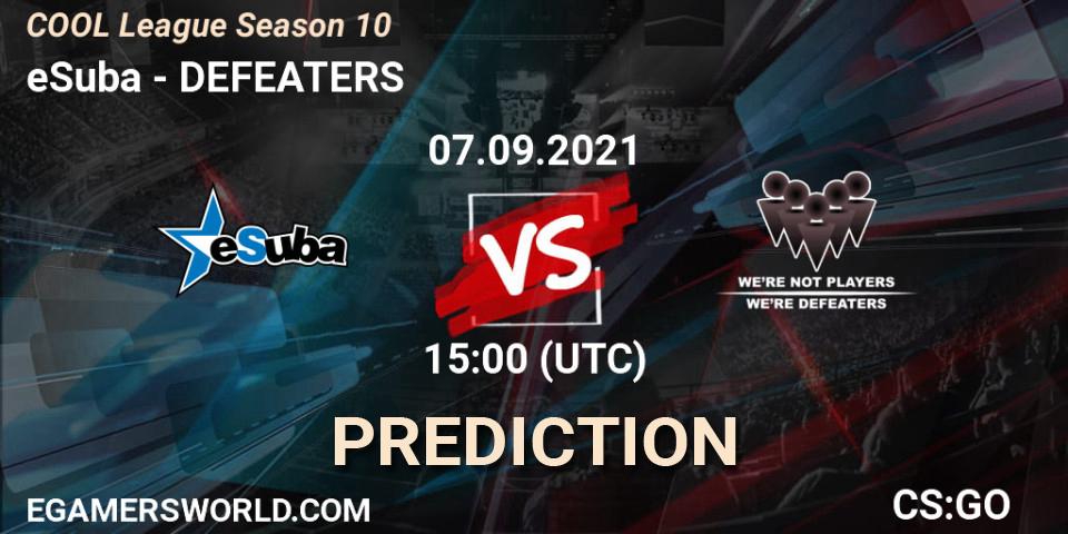Prognoza eSuba - DEFEATERS. 07.09.2021 at 15:00, Counter-Strike (CS2), COOL League Season 10