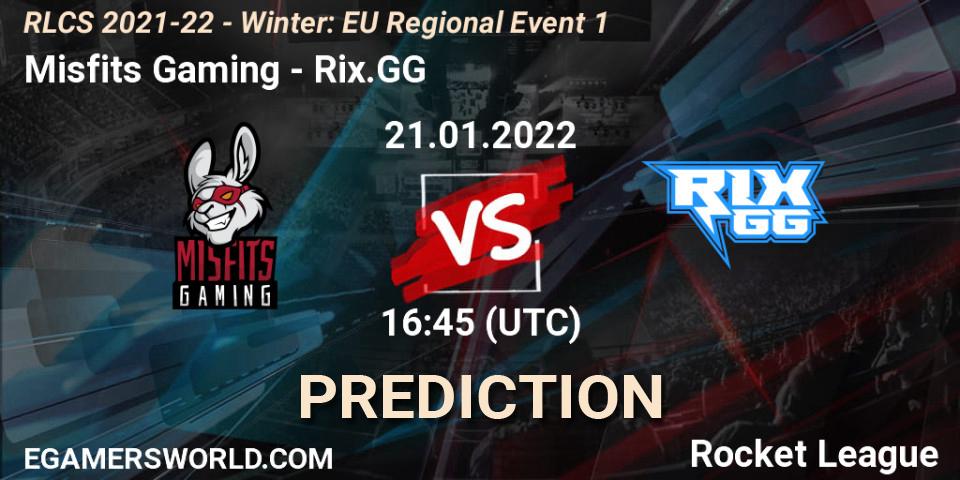 Prognoza Misfits Gaming - Rix.GG. 21.01.2022 at 16:45, Rocket League, RLCS 2021-22 - Winter: EU Regional Event 1