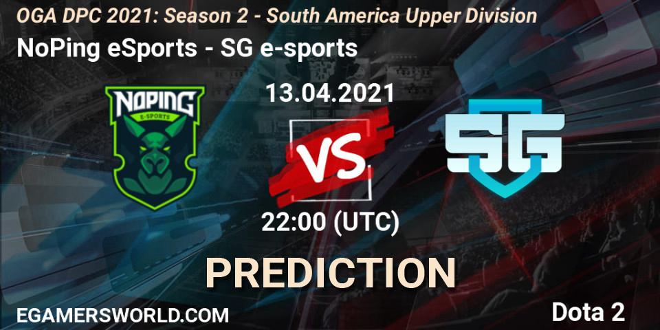 Prognoza NoPing eSports - SG e-sports. 14.04.2021 at 22:00, Dota 2, OGA DPC 2021: Season 2 - South America Upper Division