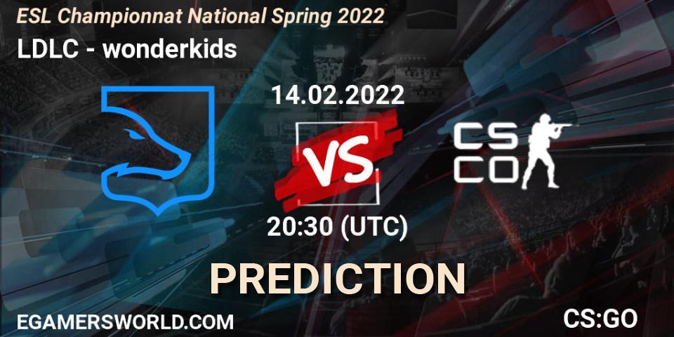 Prognoza LDLC - wonderkids. 14.02.2022 at 20:30, Counter-Strike (CS2), ESL Championnat National Spring 2022