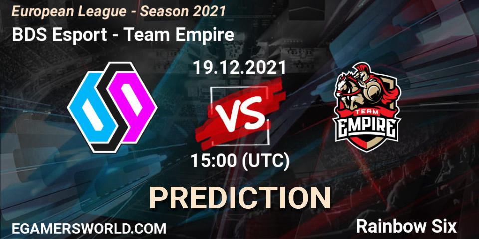 Prognoza BDS Esport - Team Empire. 19.12.21, Rainbow Six, European League - Season 2021