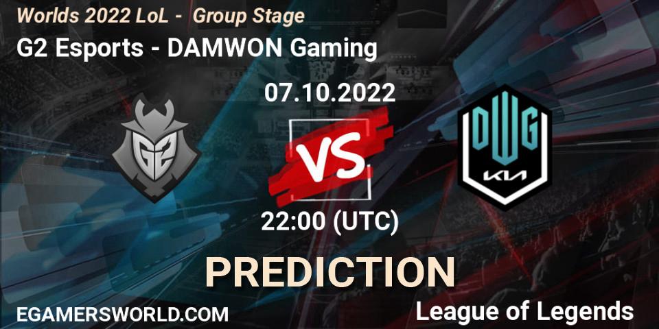 Prognoza G2 Esports - DAMWON Gaming. 07.10.2022 at 22:00, LoL, Worlds 2022 LoL - Group Stage