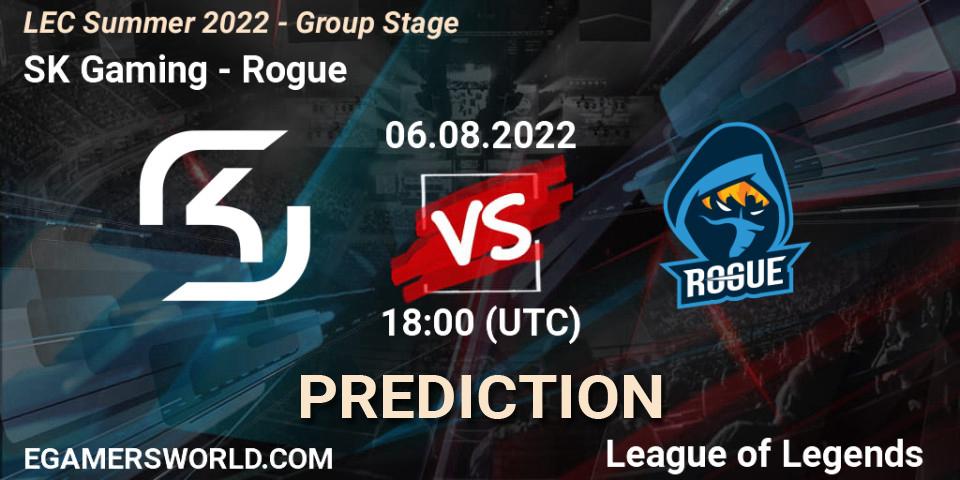 Prognoza SK Gaming - Rogue. 06.08.22, LoL, LEC Summer 2022 - Group Stage