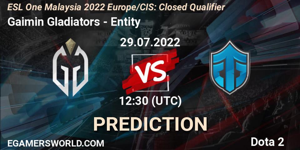 Prognoza Gaimin Gladiators - Entity. 29.07.2022 at 12:31, Dota 2, ESL One Malaysia 2022 Europe/CIS: Closed Qualifier