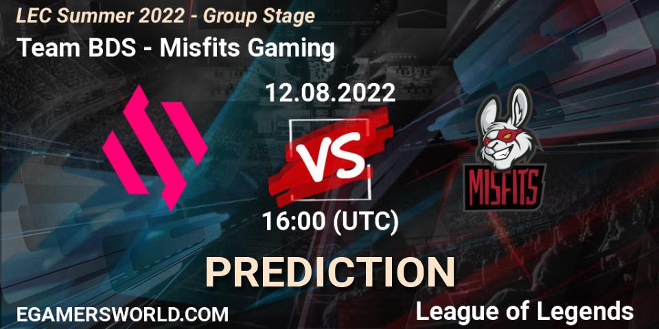 Prognoza Team BDS - Misfits Gaming. 12.08.22, LoL, LEC Summer 2022 - Group Stage
