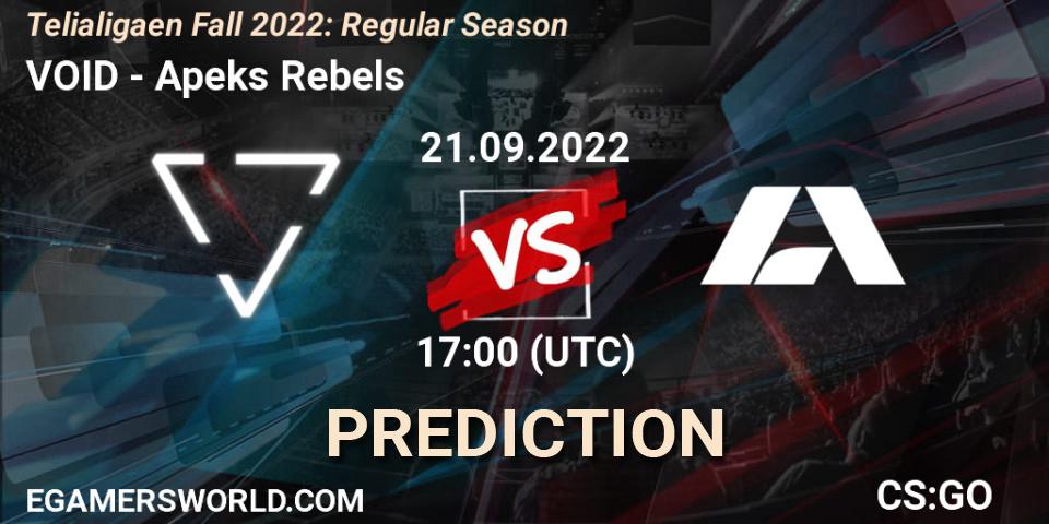 Prognoza VOID - Apeks Rebels. 21.09.22, CS2 (CS:GO), Telialigaen Fall 2022: Regular Season