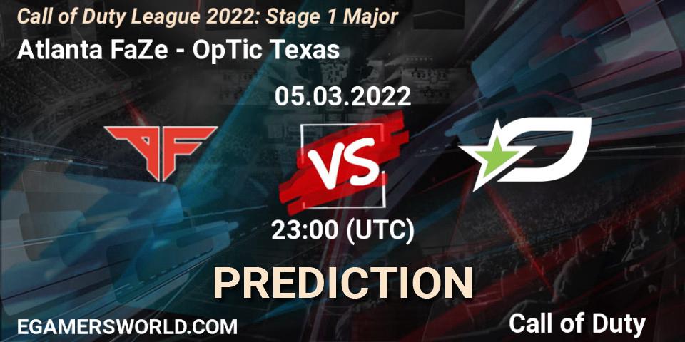 Prognoza Atlanta FaZe - OpTic Texas. 05.03.2022 at 23:00, Call of Duty, Call of Duty League 2022: Stage 1 Major