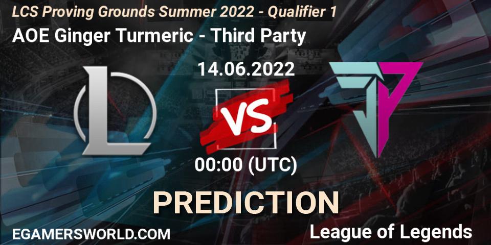 Prognoza AOE Ginger Turmeric - Third Party. 14.06.2022 at 00:00, LoL, LCS Proving Grounds Summer 2022 - Qualifier 1