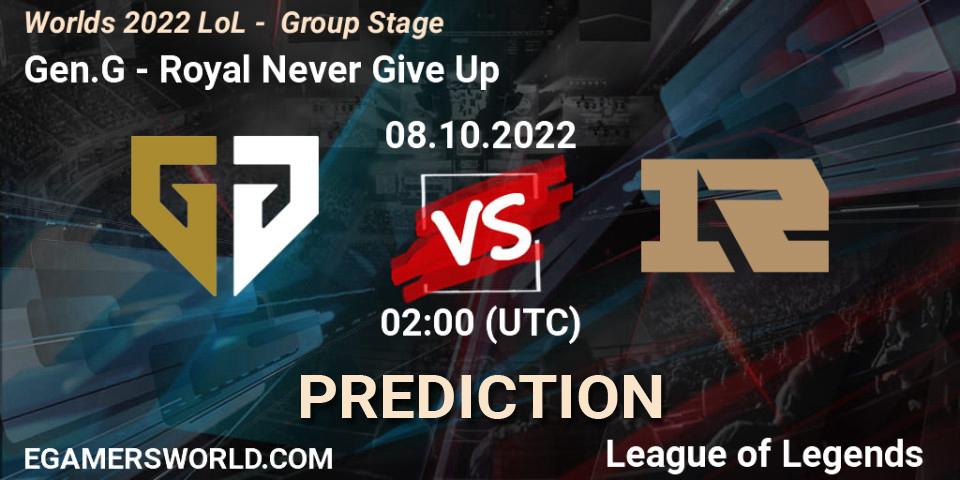 Prognoza Gen.G - Royal Never Give Up. 08.10.2022 at 02:30, LoL, Worlds 2022 LoL - Group Stage