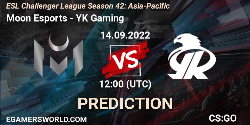Prognoza Moon Esports - YK Gaming. 14.09.22, CS2 (CS:GO), ESL Challenger League Season 42: Asia-Pacific