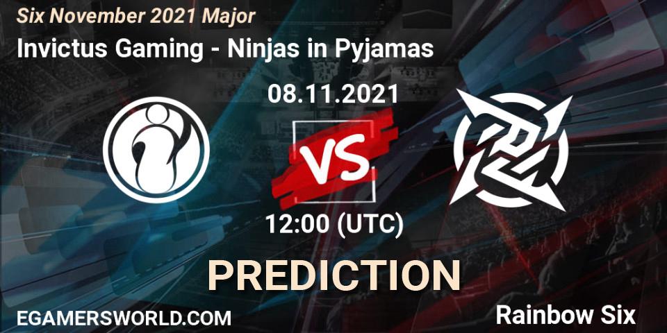 Prognoza Ninjas in Pyjamas - Invictus Gaming. 09.11.2021 at 19:30, Rainbow Six, Six Sweden Major 2021