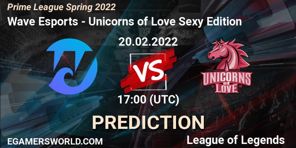 Prognoza Wave Esports - Unicorns of Love Sexy Edition. 20.02.2022 at 17:00, LoL, Prime League Spring 2022