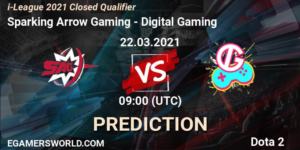 Prognoza Sparking Arrow Gaming - Digital Gaming. 22.03.2021 at 09:11, Dota 2, i-League 2021 Closed Qualifier