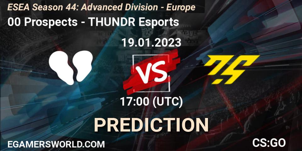 Prognoza 00 Prospects - THUNDR Esports. 19.01.2023 at 17:00, Counter-Strike (CS2), ESEA Season 44: Advanced Division - Europe