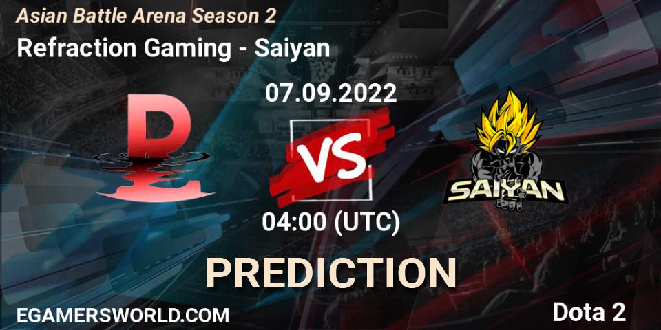 Prognoza Refraction Gaming - Saiyan. 07.09.2022 at 04:28, Dota 2, Asian Battle Arena Season 2
