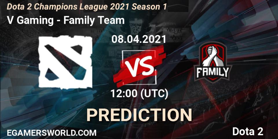 Prognoza V Gaming - Family Team. 08.04.2021 at 11:31, Dota 2, Dota 2 Champions League 2021 Season 1